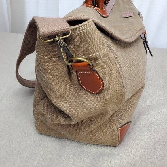 Large Canvas and Leather Shoulder Bag by Nood - Picture 10 of 16